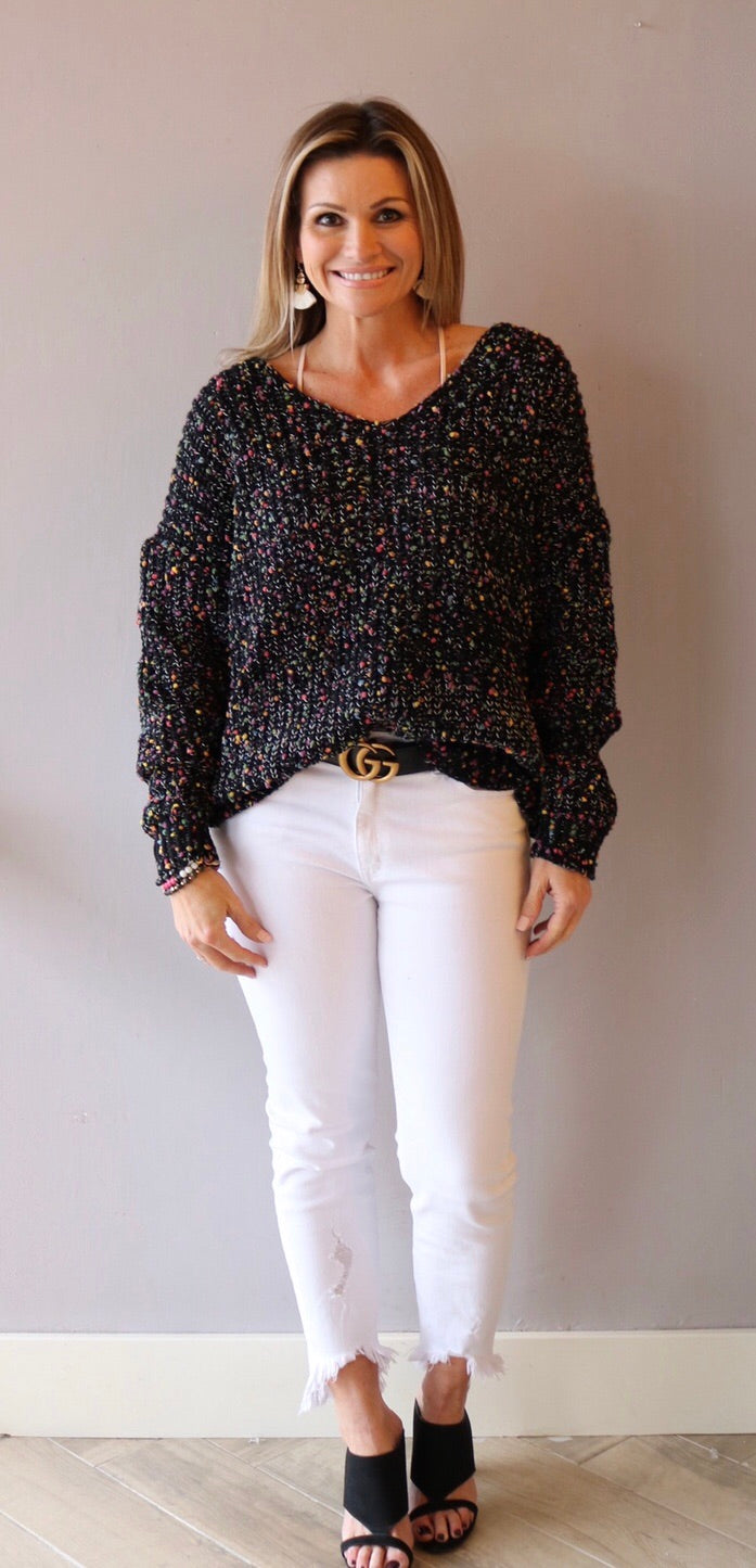 CONFECTION Multi Polka Dot Reversible Twist Sweater Top