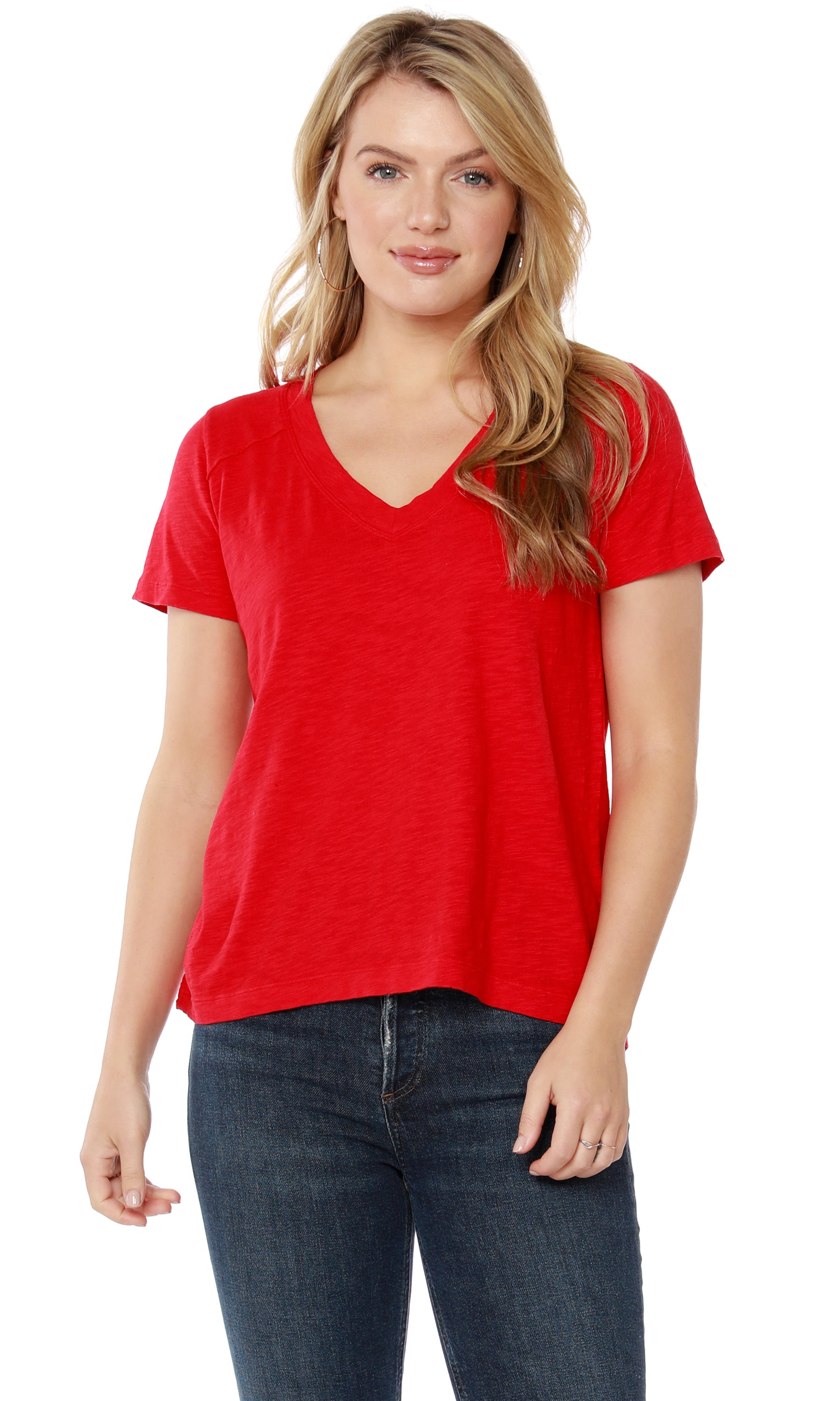 BOBI V-Neck BECK Slub Jersey HiLo Top