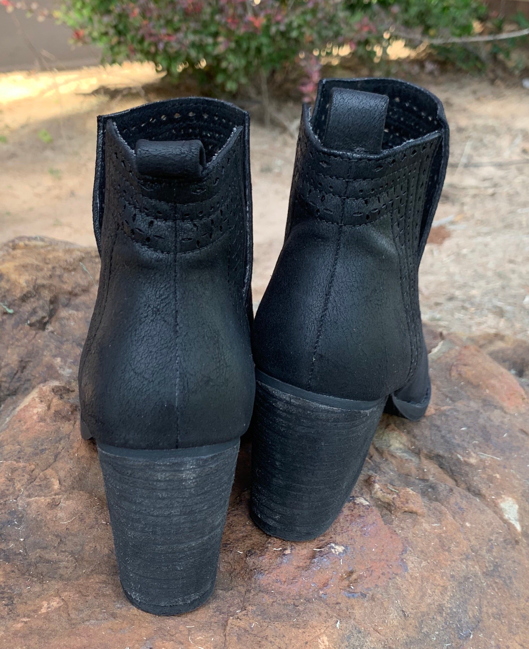 NOT RATED Black SHAINA LaserCut Cutout Bootie