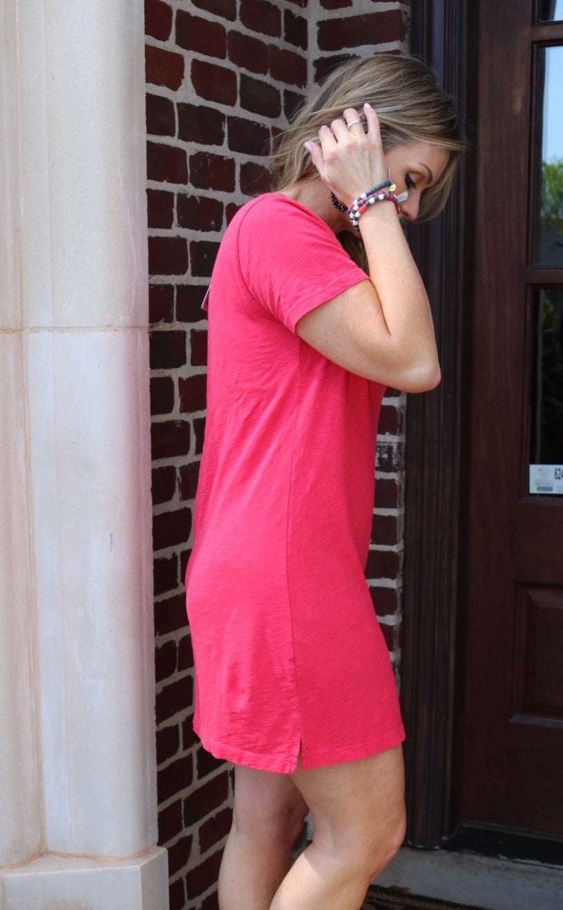 BOBI V-Neck BOURNE RawHem T-Shirt Dress