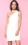 LAST NIGHT One Shoulder Choker Off White Dress