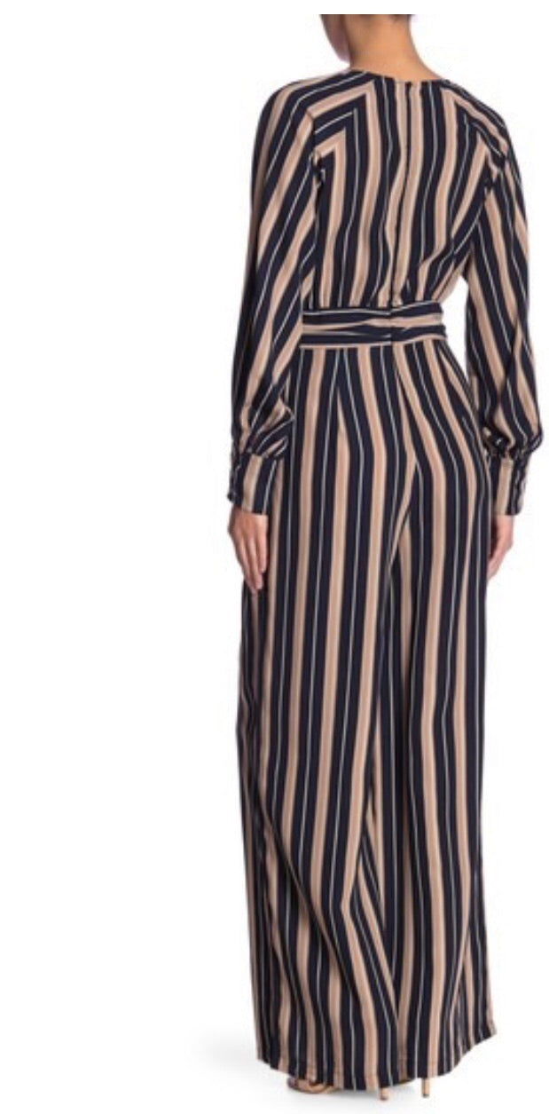 Flying Tomato DECISIVE Stripe V-Neck LongSleeve Jumpsuit Pant Romper