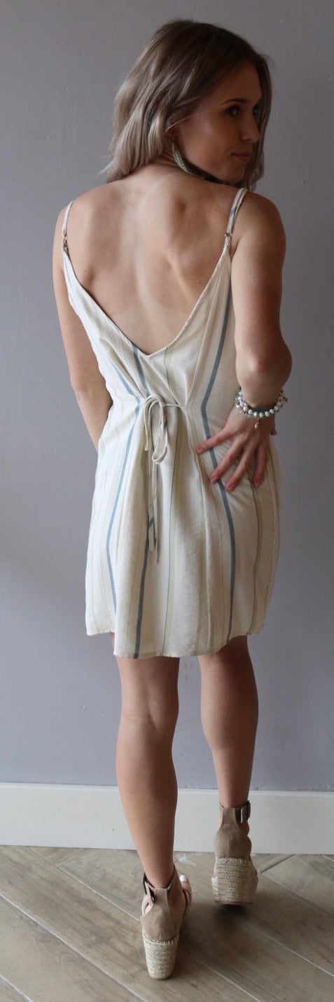Style Rack WANDER Stripe ButtonDown TieBack Cami Dress