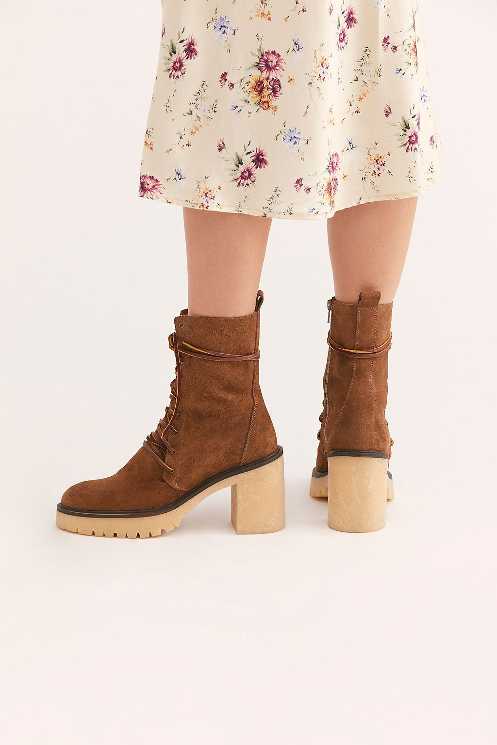 FREE PEOPLE Lace Up DYLAN Chunky Heel Boot
