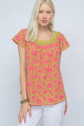 *IVY JANE Embroidered CLAUDIA Short Sleeve Smocked Top