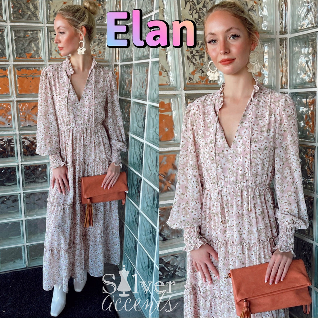 ELAN Floral FLEUR Long  Sleeve Maxi Dress