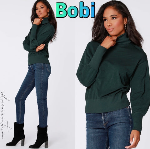 *BOBI TurtleNeck VENTURE RibMix Slub Jersey Top