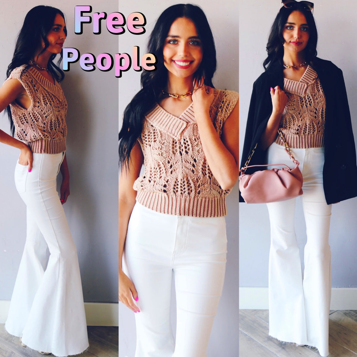 FREE PEOPLE Soft Earth ORCHID Pointelle Knit Vest