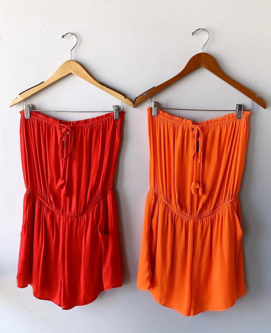 Naked Zebra REVEL Strapless TasselTie Satin Romper