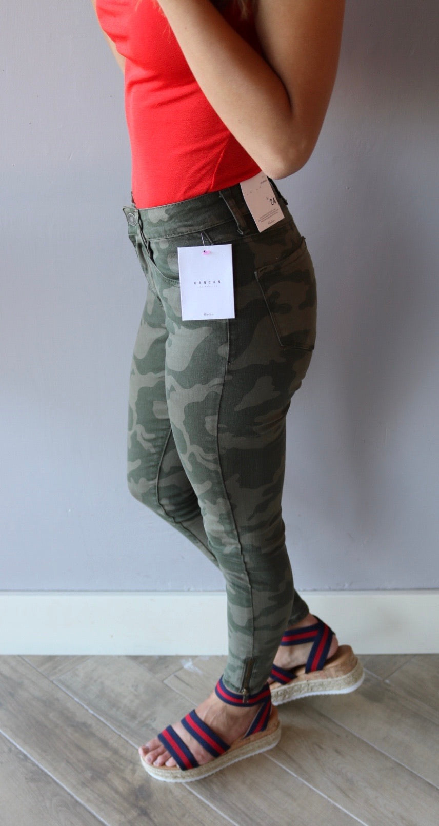 KANCAN HiRise FATIGUES Camo AnkleZip Skinnies