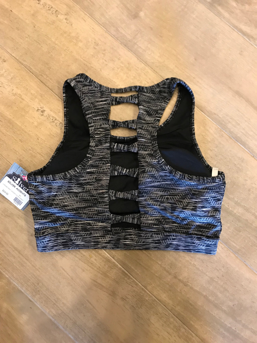 Chrome Print LADDER Athleisure Sports Bra - Blk/Grey