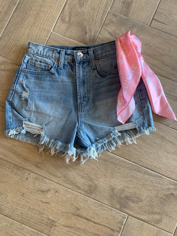 JUICY COUTURE Hi~Rise PAIGE Distressed Denim Shorts