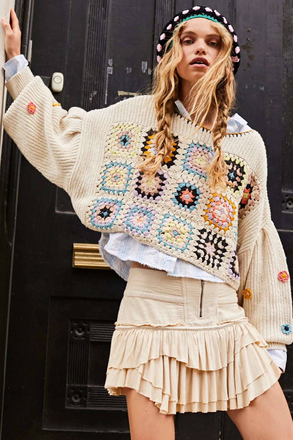 FREE PEOPLE Crochet DAHLIA Pullover Sweater Top