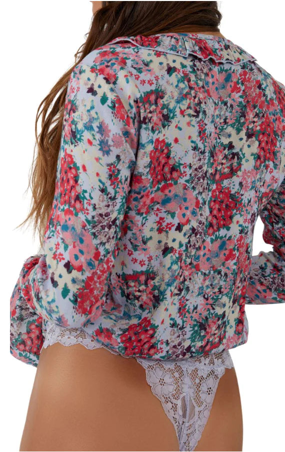 FREE PEOPLE Floral HEAT WAVE Thong Bodysuit