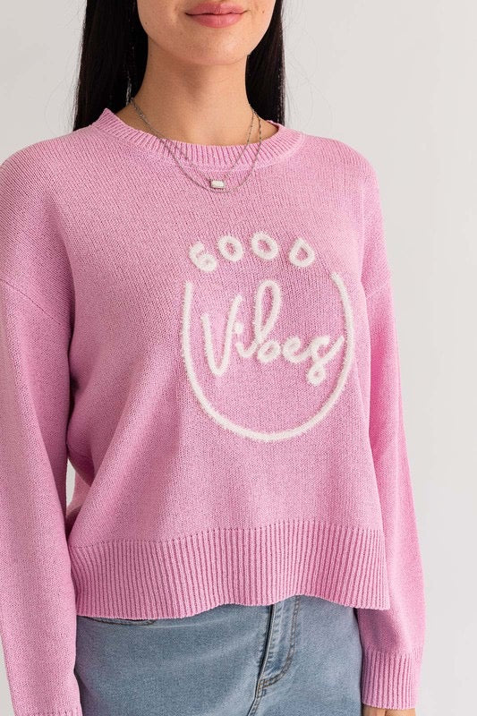 GOOD VIBES Tinsel CrewNeck Knit Top