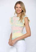 SHERBET Print Ruffle Sleeveless Sweater