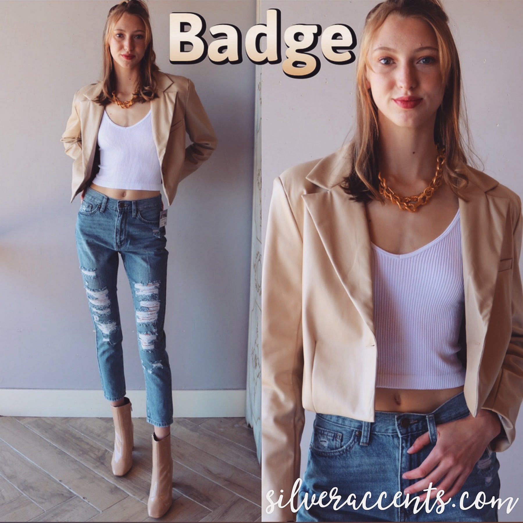 BADGE BoxyCut VeganLeather WaistCrop Jacket