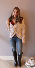 CONFECTION Multi Polka Dot Reversible Twist Sweater Top
