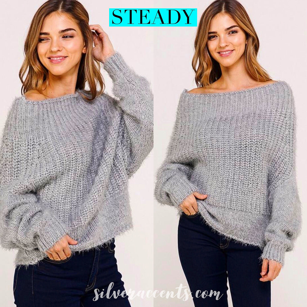 STEADY OffShoulder Cozy Knit Sweater Top