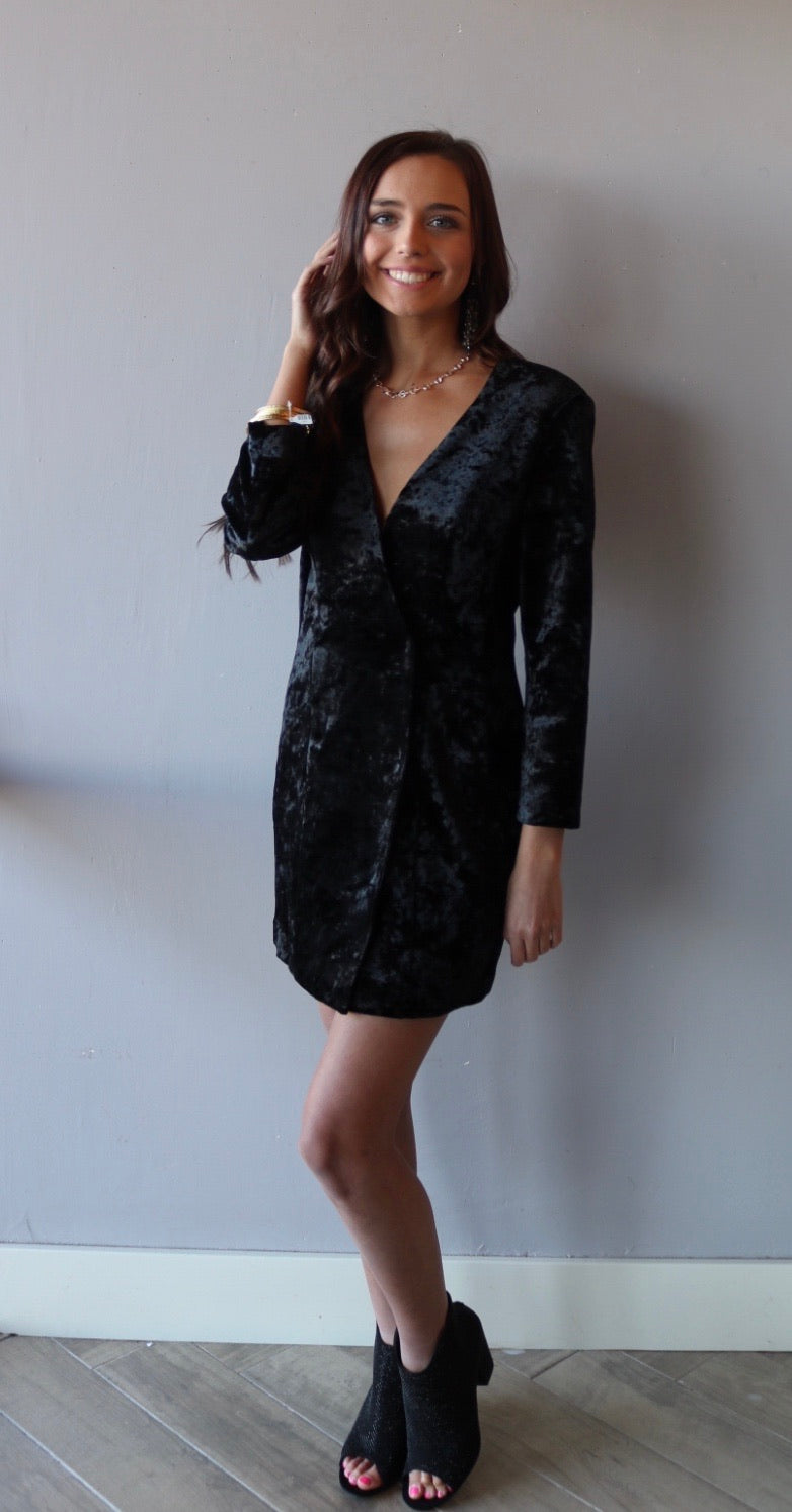 CONTENTMENT Velvet Blazer A-Line Dress