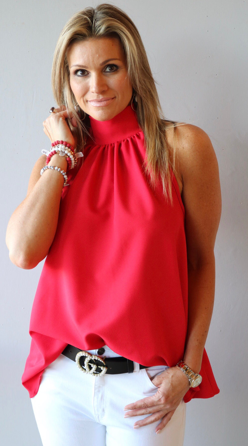 ENCHANTED HiNeck Tie KeyHole Back Tank Top