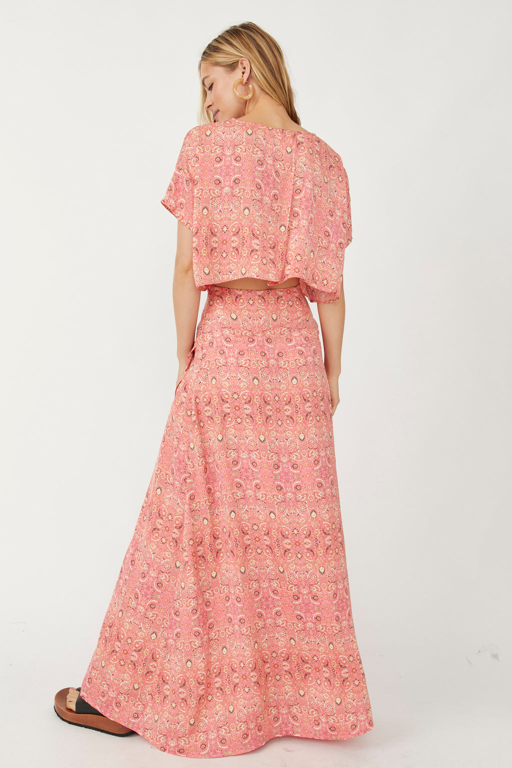 FREE PEOPLE 2pc MARION Printed Crop Tee & Maxi Skirt Set