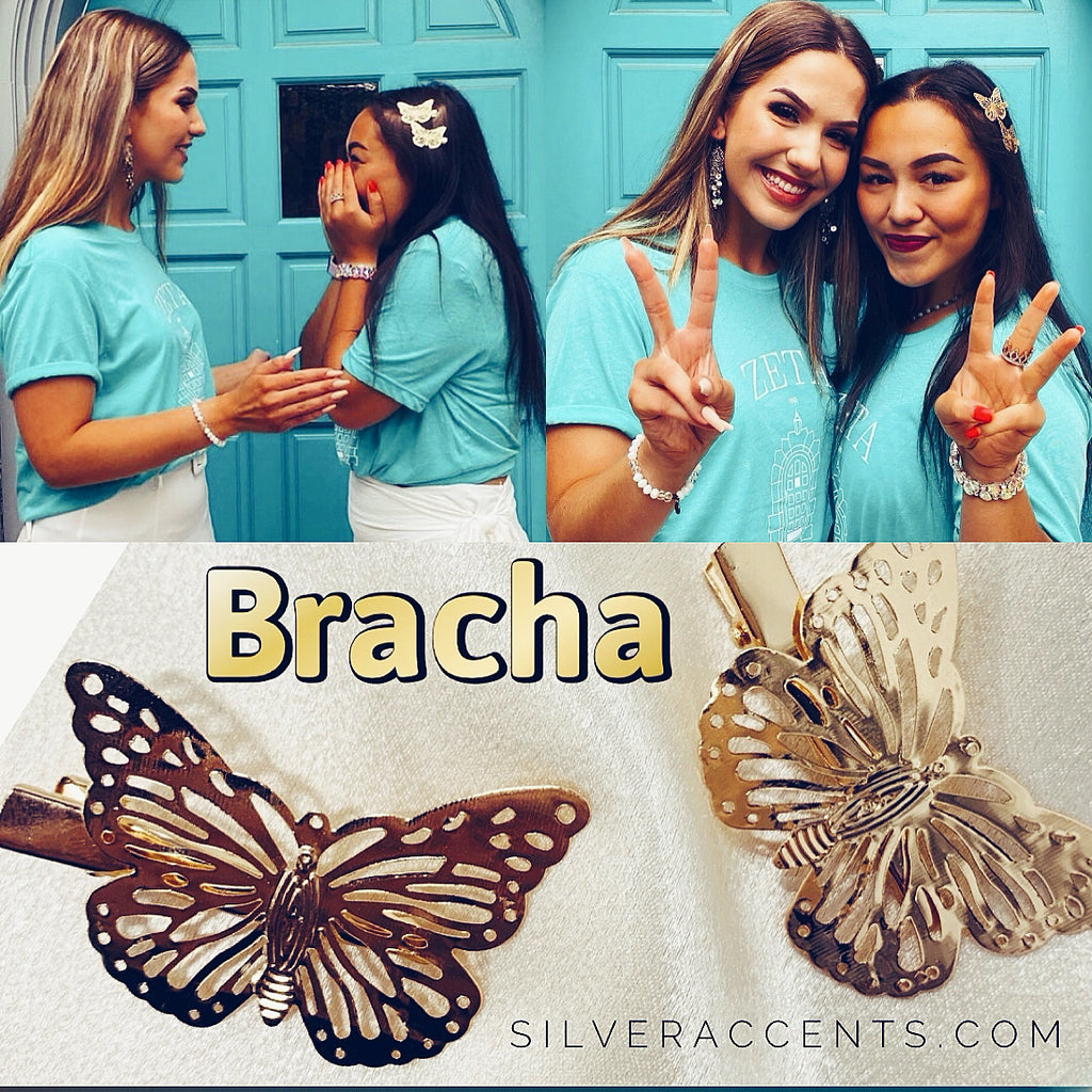 BRACHA Gold 2pc Butterfly Clip Set