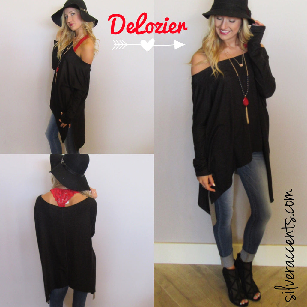 DELOZIER Super Soft Terry Asymmetric Tunic Top