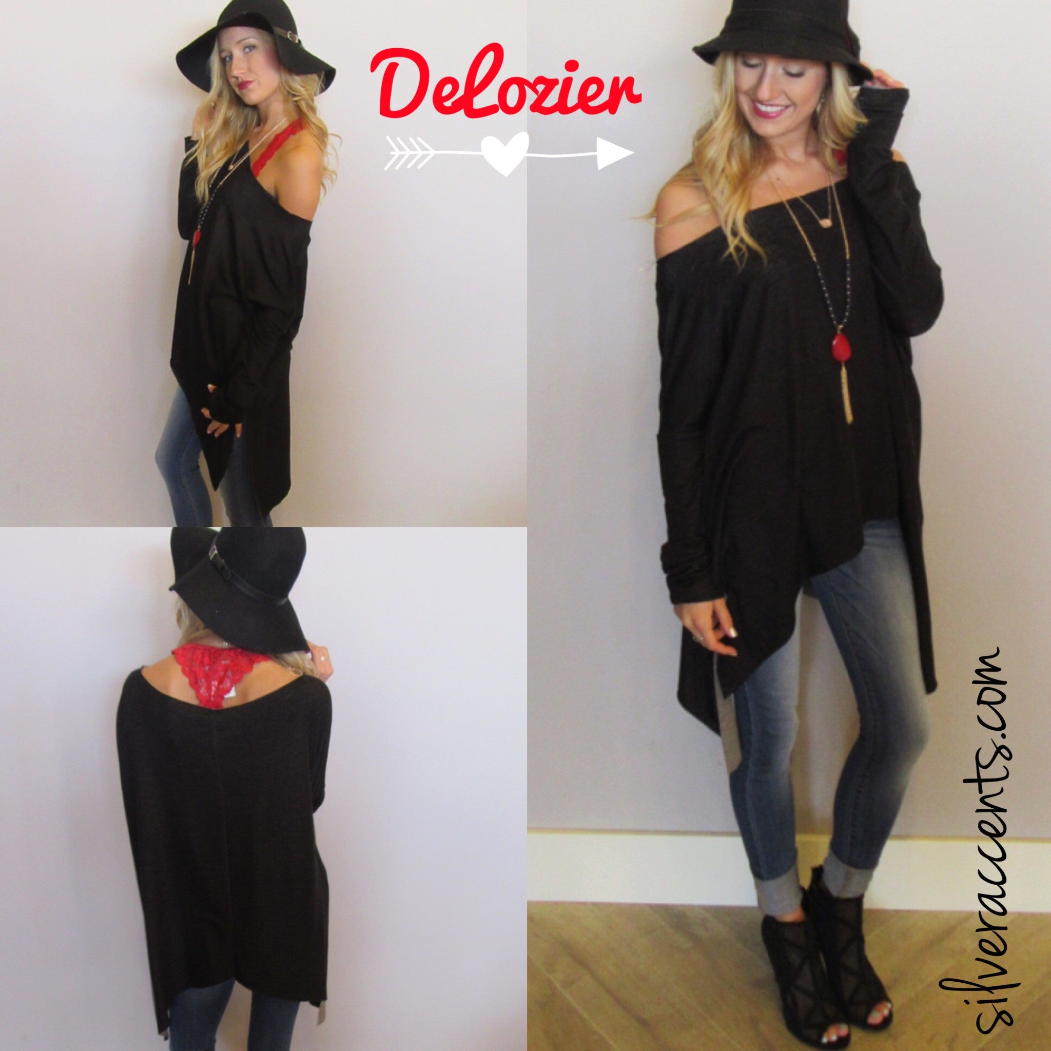 DELOZIER Super Soft Terry Asymmetric Tunic Top