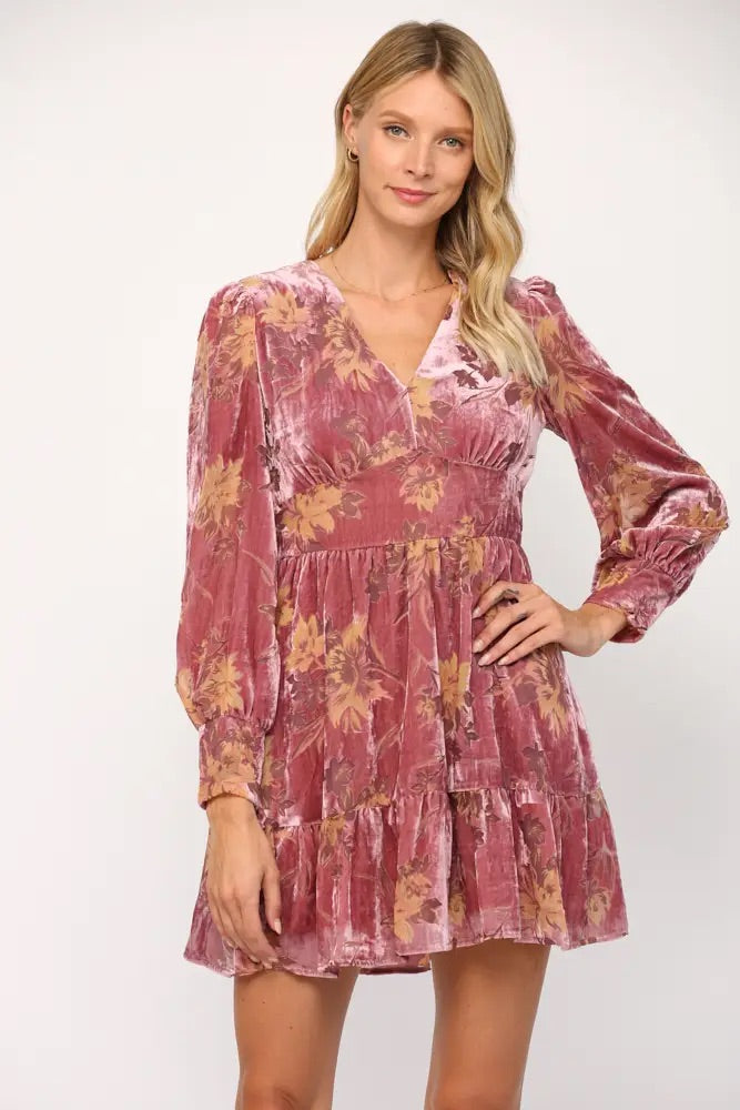 FACADE Burnout Velvet Empire Dress