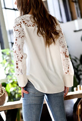 MASTER LaceSleeve V-Neck Blouse Top