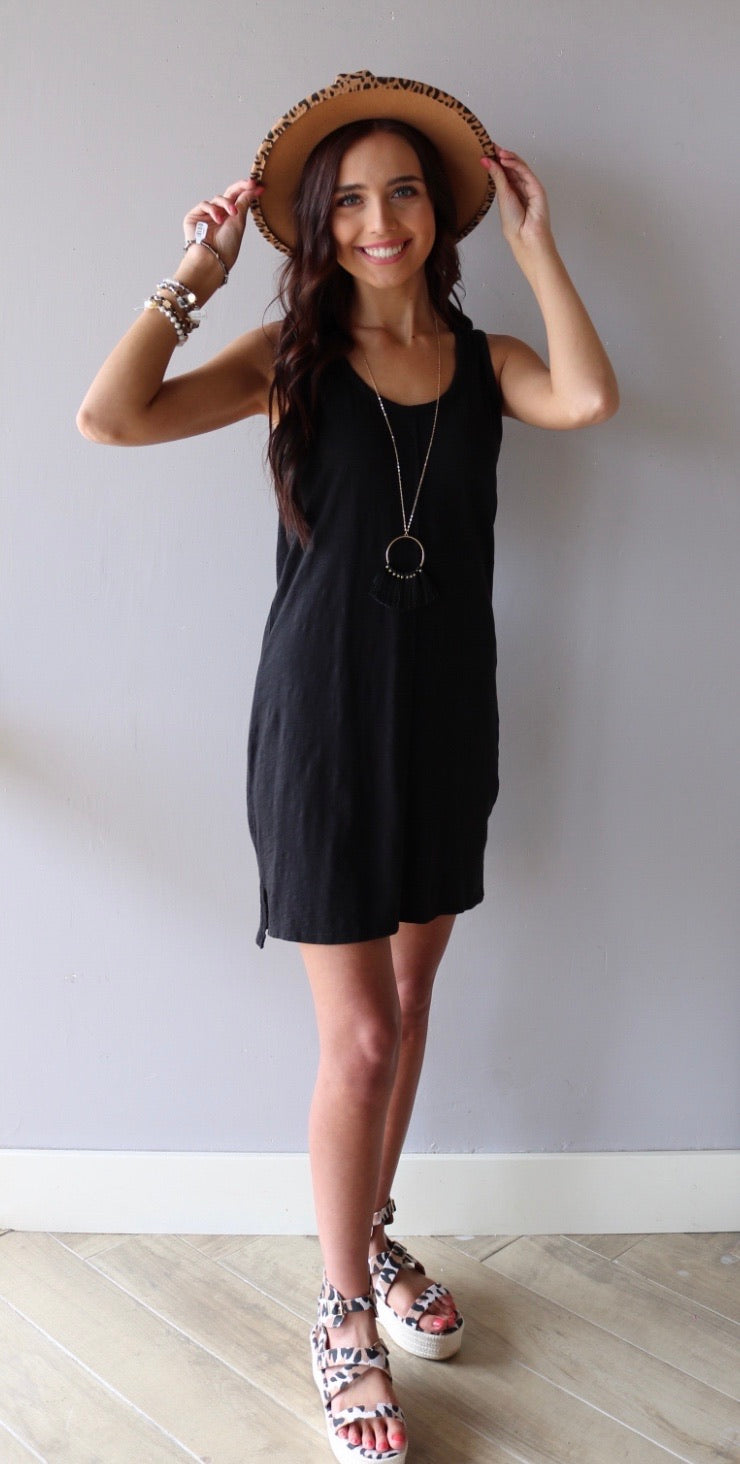 BOBI Slub Jersey V-Neck HORIZON StepHem Dress