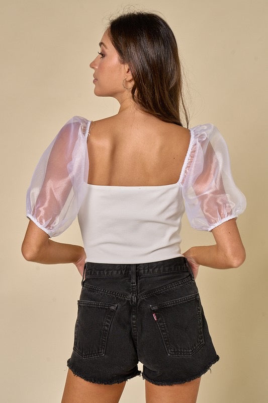 DANICA Organza PuffSleeve Bodysuit