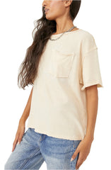 FREE PEOPLE Short Sleeve CARE Pocket Tee