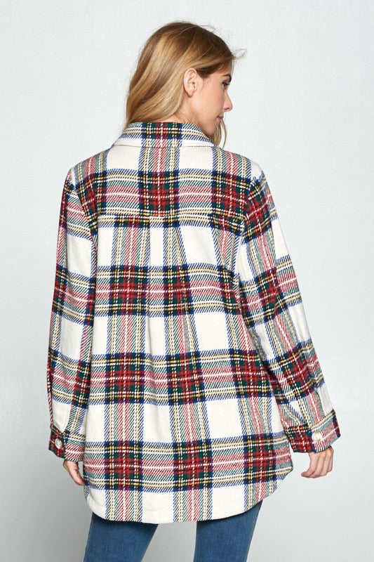 TRADITIONS Plaid ButtonDown Shacket Shirt Jacket