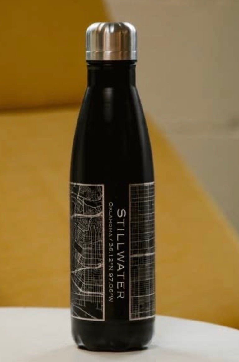 ROAD TAKEN Engraved Map Insulated Bottle