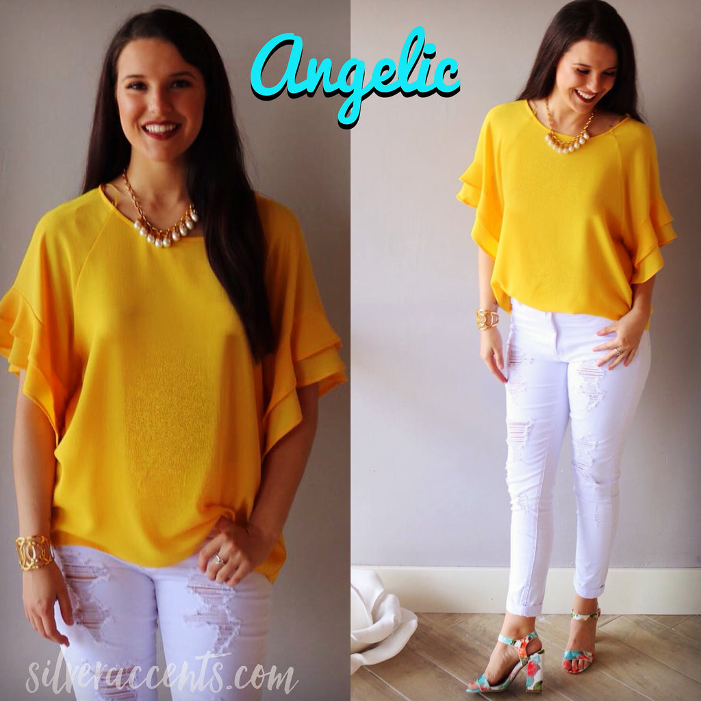 ANGELIC Layered RuffleSleeve ScoopNeck Top