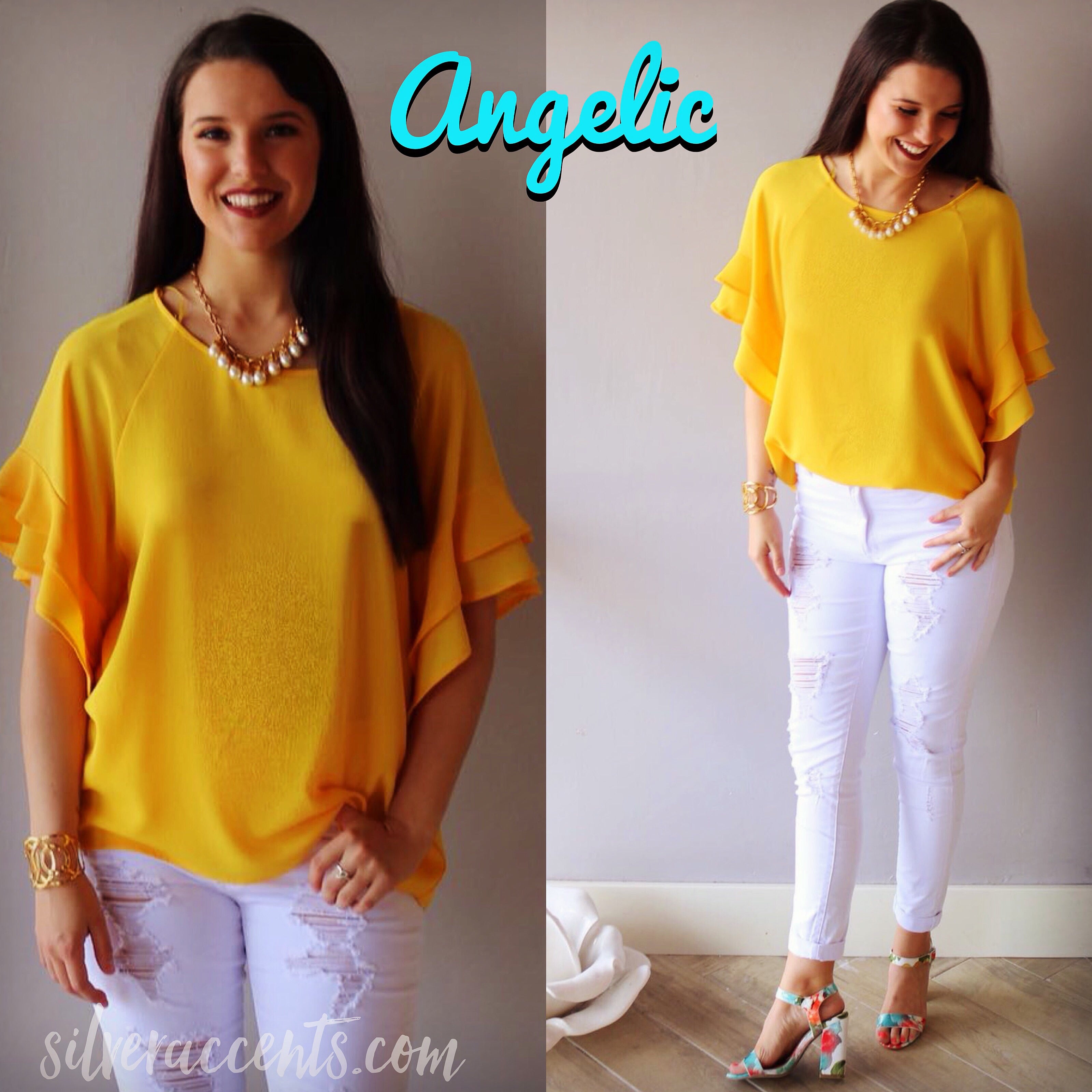 ANGELIC Layered RuffleSleeve ScoopNeck Top