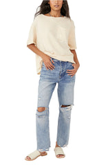 FREE PEOPLE Short Sleeve CARE Pocket Tee