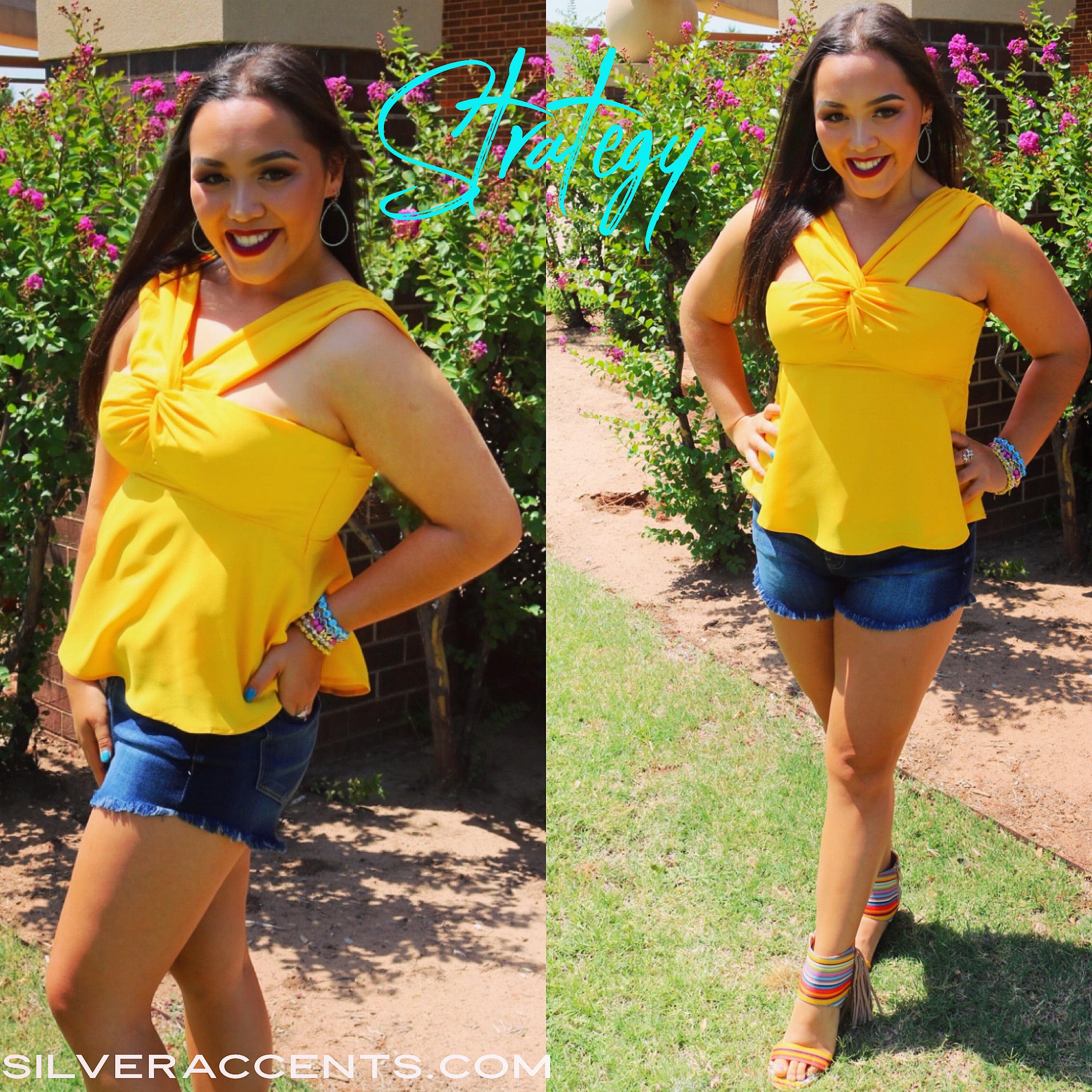 TCEC STRATEGY CrossFront HalterNeck Chiffon Top