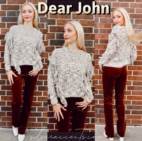 DEAR JOHN Fringe KYNLEE CrewNeck Sweater