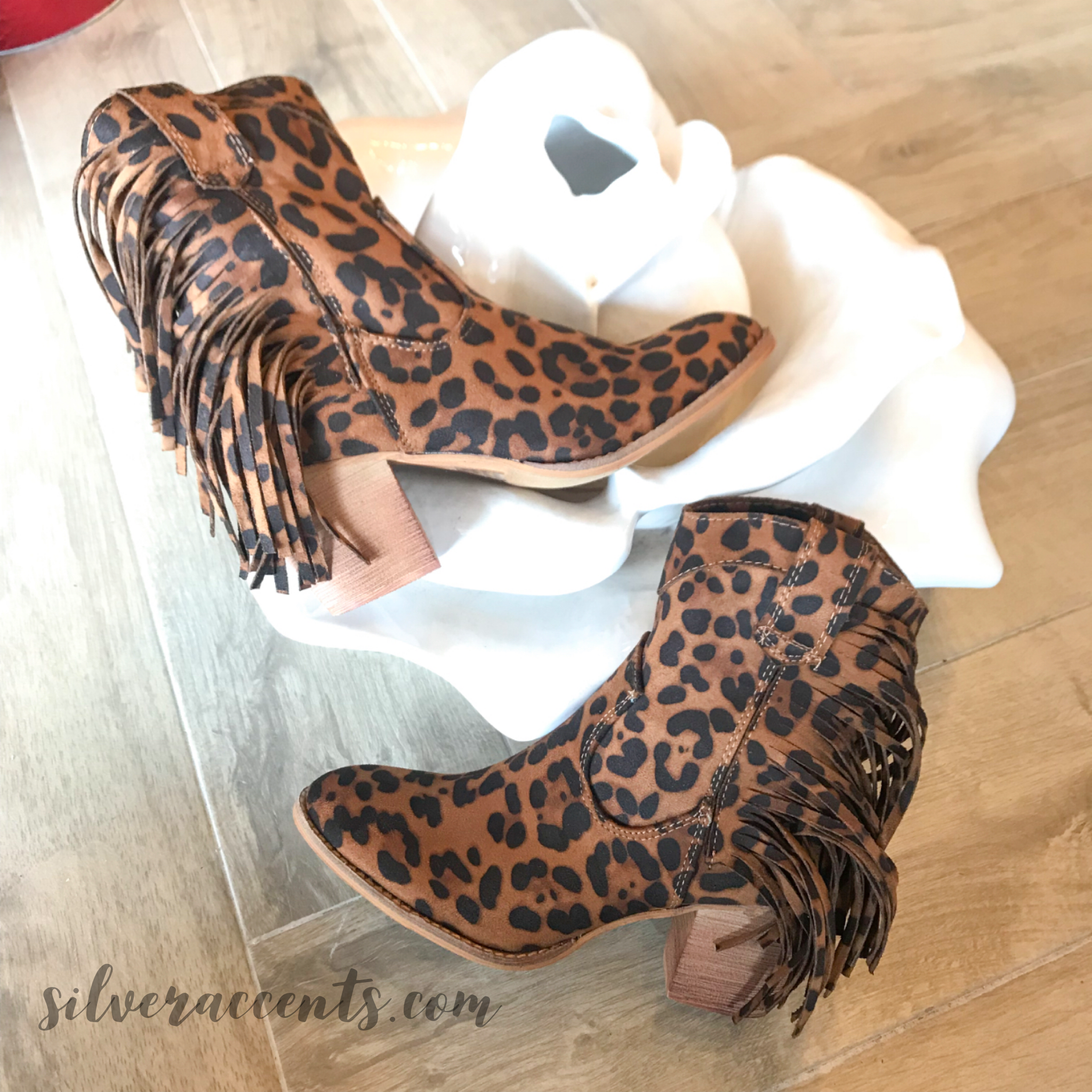 PROWL Leopard Fringe Side Booties