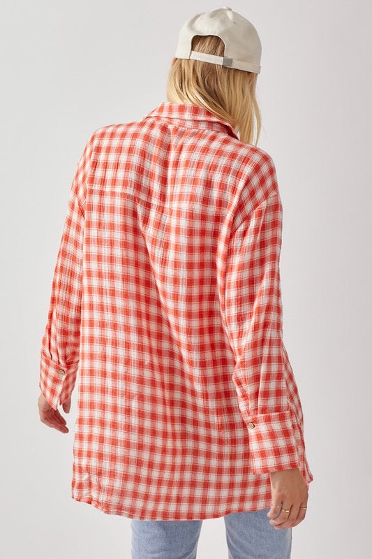 PACE Plaid Oversized Tunic Dress