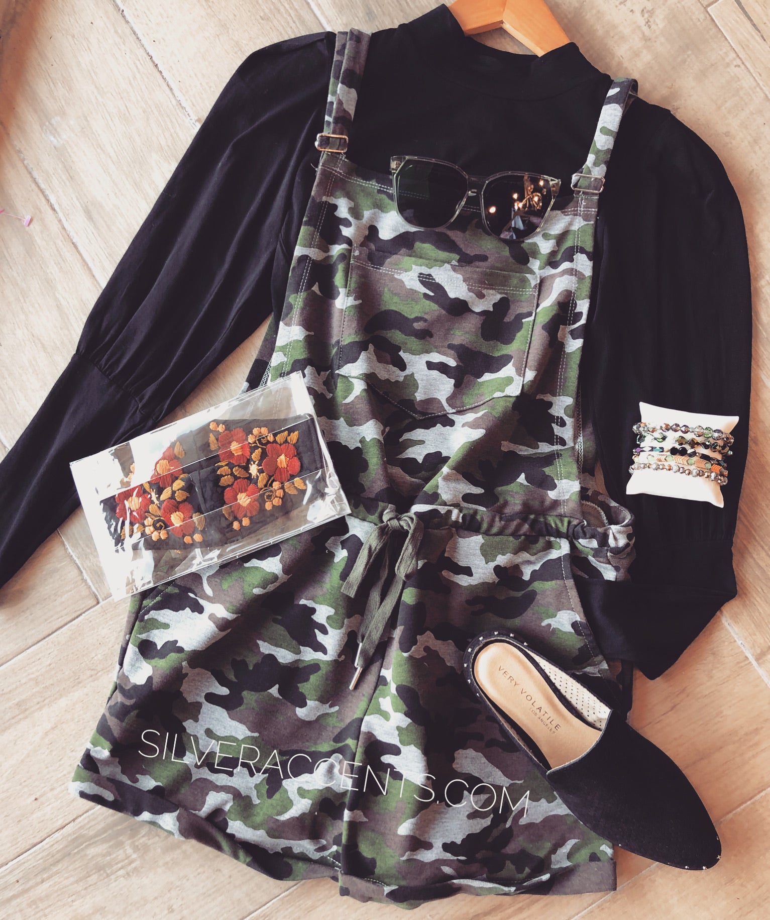 ABRAM Camo Overall Knit Short Romper