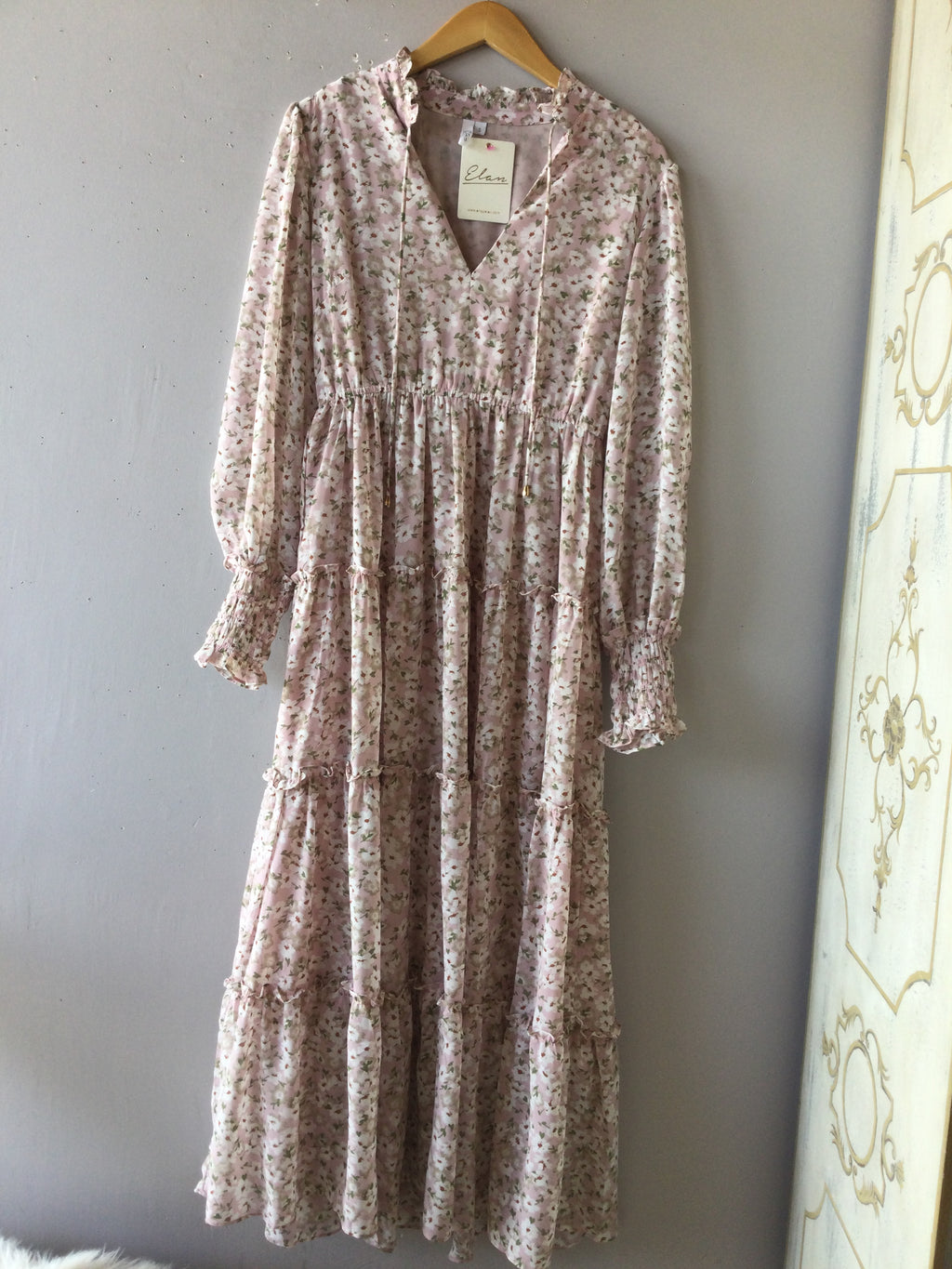 ELAN Floral FLEUR Long  Sleeve Maxi Dress