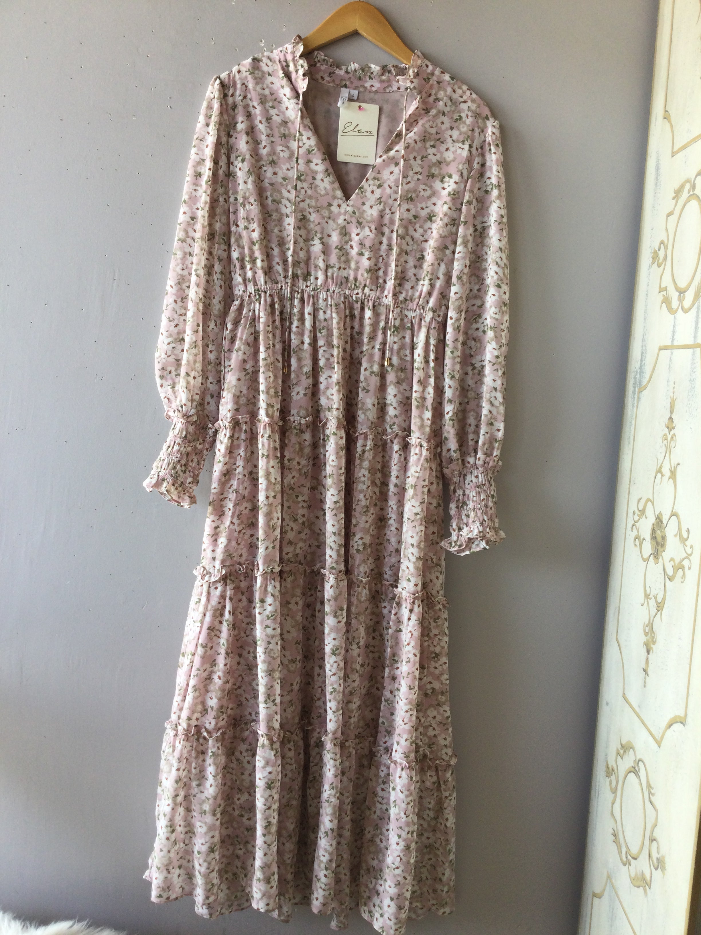 ELAN Floral FLEUR Long  Sleeve Maxi Dress