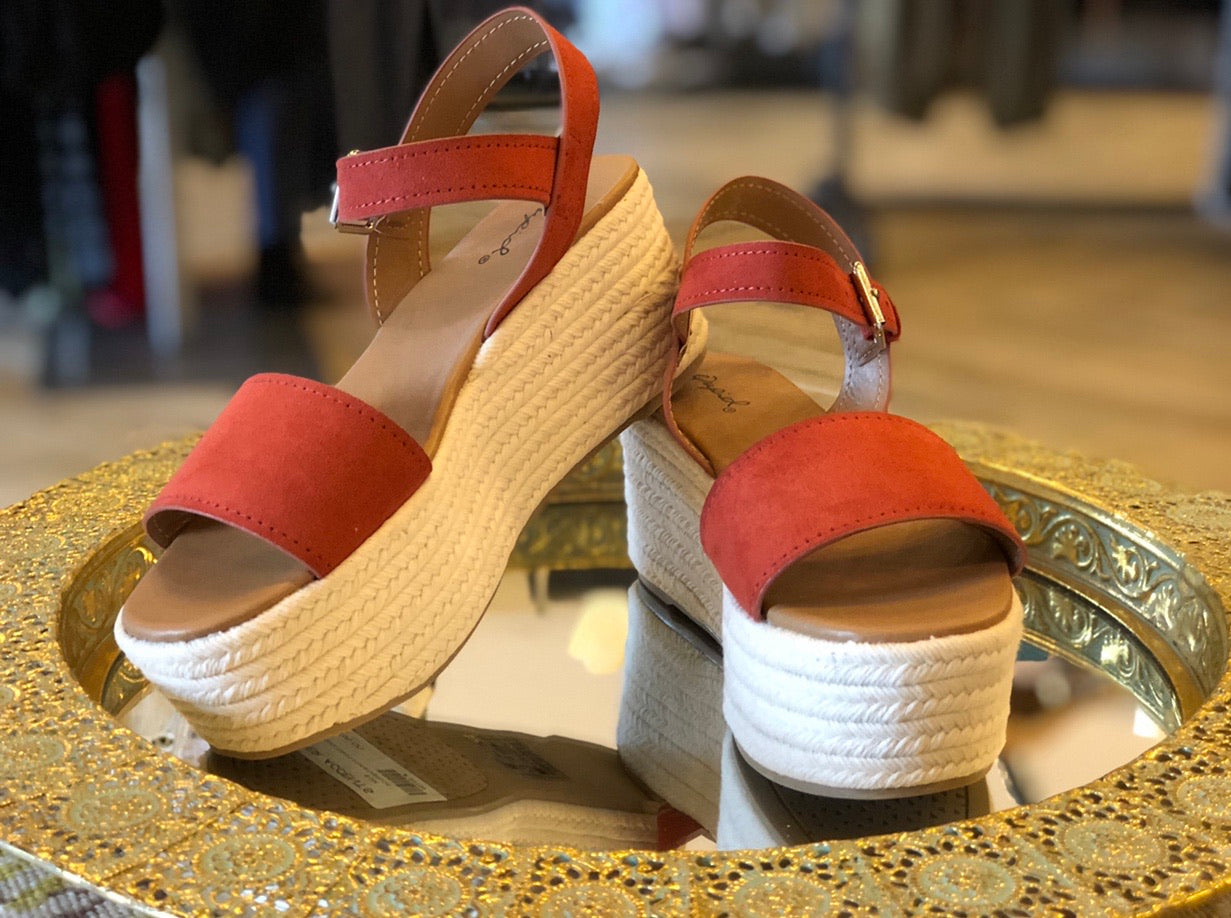 Qupid RECLINE SingleBand AnkleStrap Platform Wedge Sandal Shoe