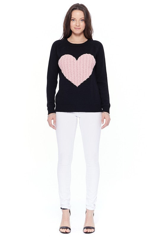 AMORE CableKnit Heart Sweater Top