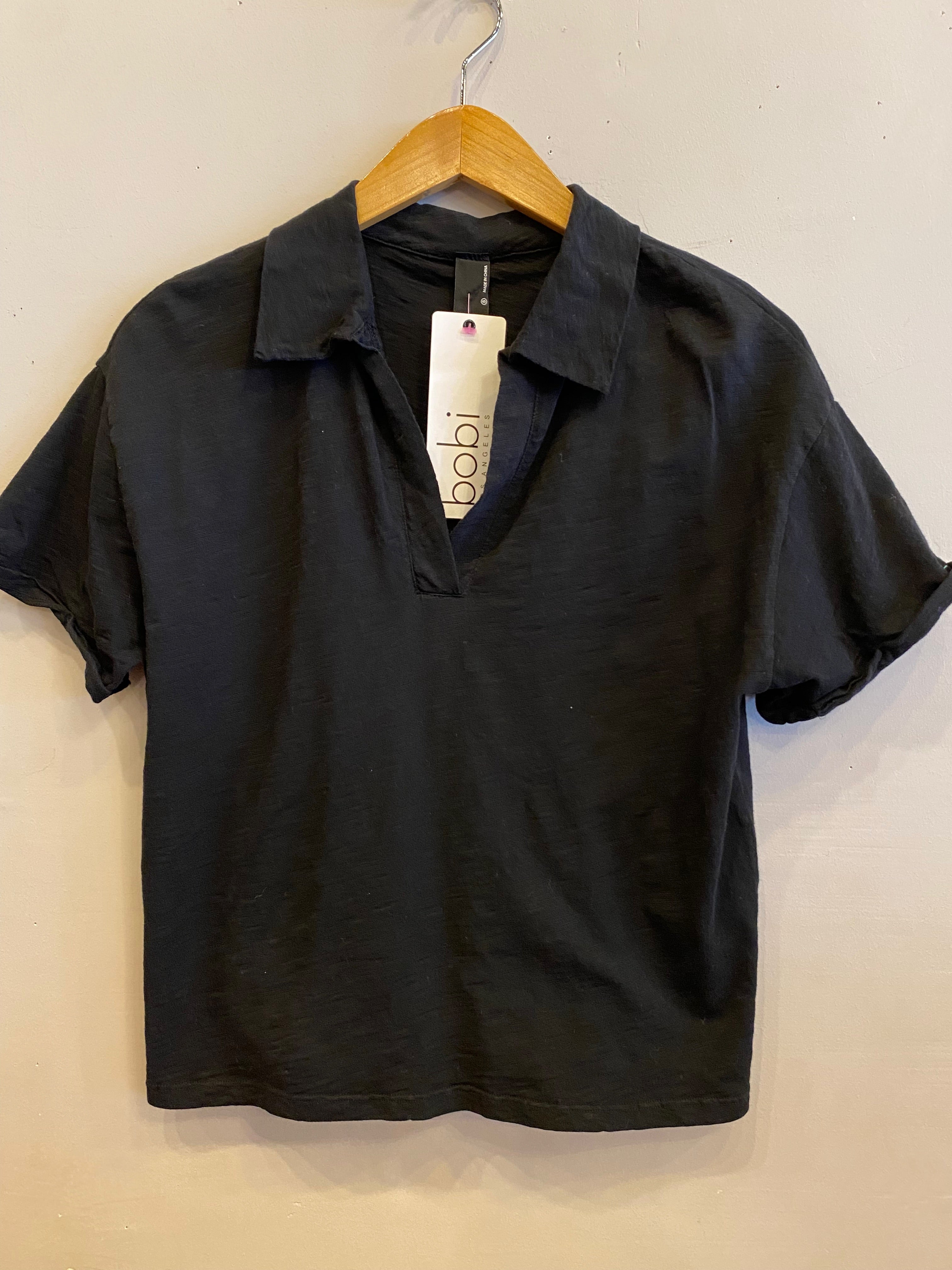 BOBI RollSleeve BARRIER Collar Slub Top