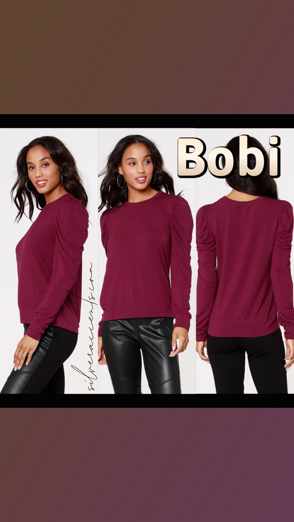 BOBI PuffSleeve SUCCULENT TerryKnit Top